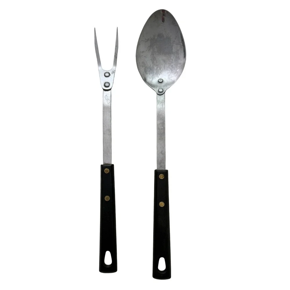 Royal Brand Sharp Cutter Serving Set  Silver Vintage Spoon Fork MCM Made USA